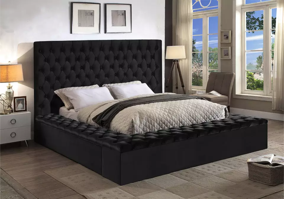King Size Velvet Tufted Bed