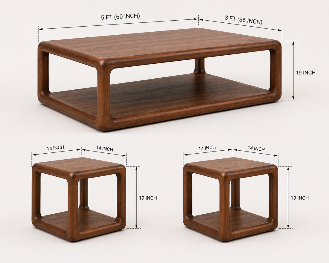 Trio Walnut Centre Table Set