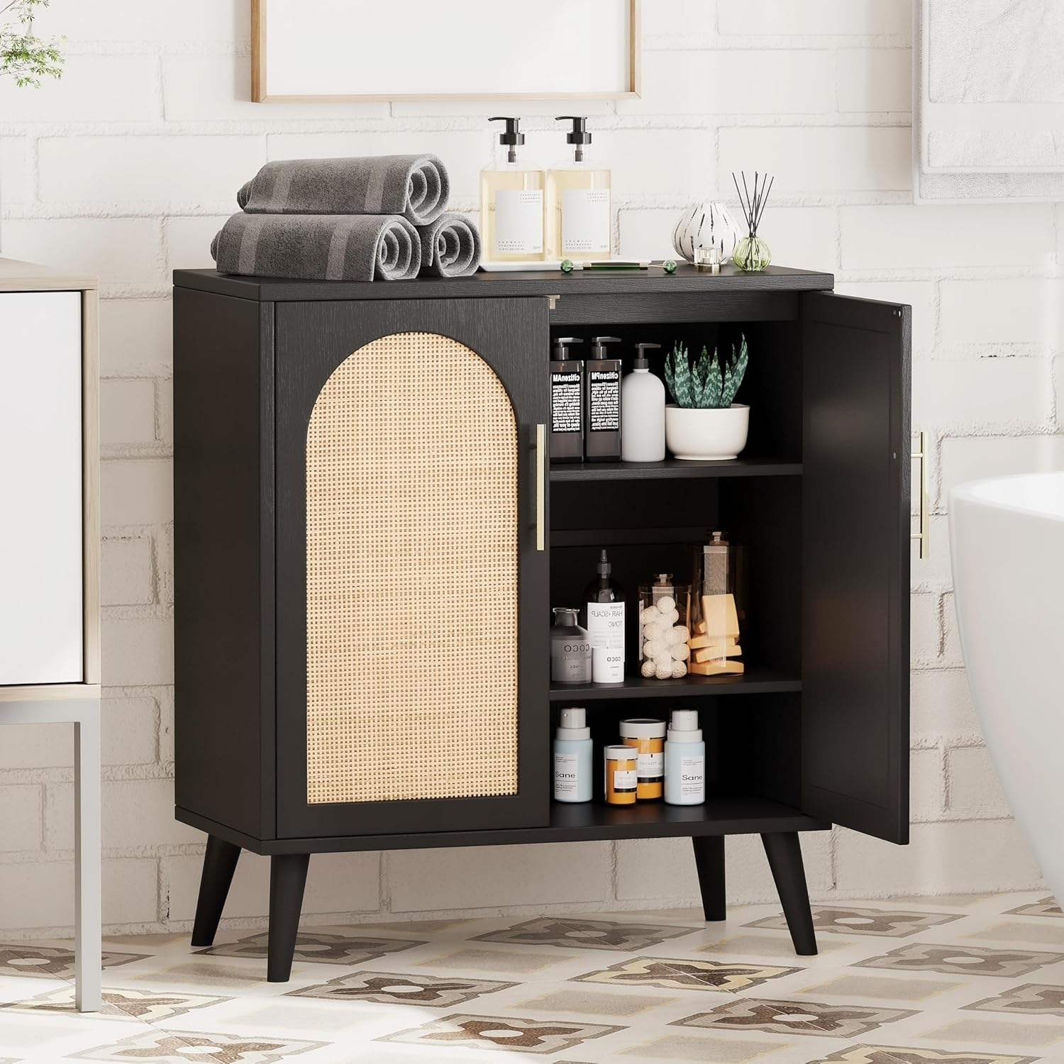 Noir Rattan Buffet Cabinet