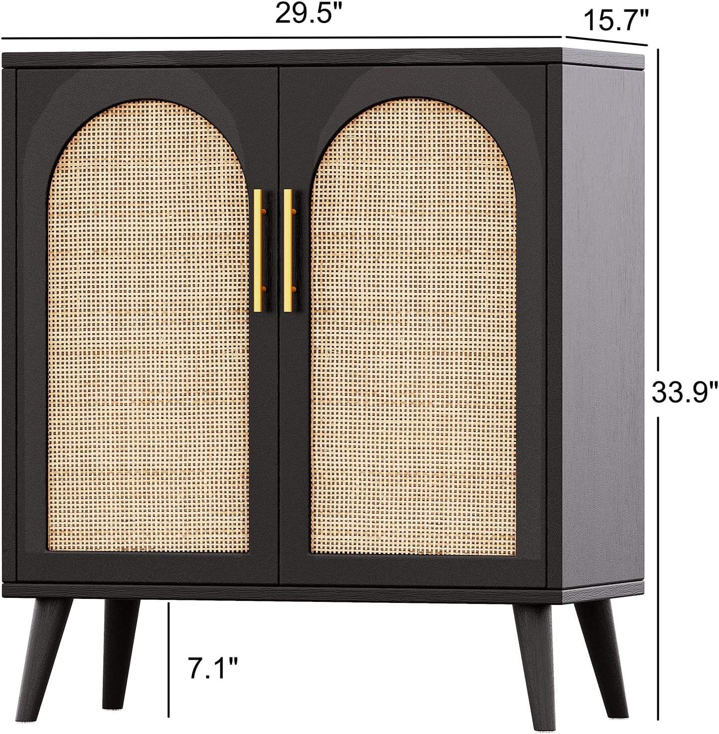 Noir Rattan Buffet Cabinet