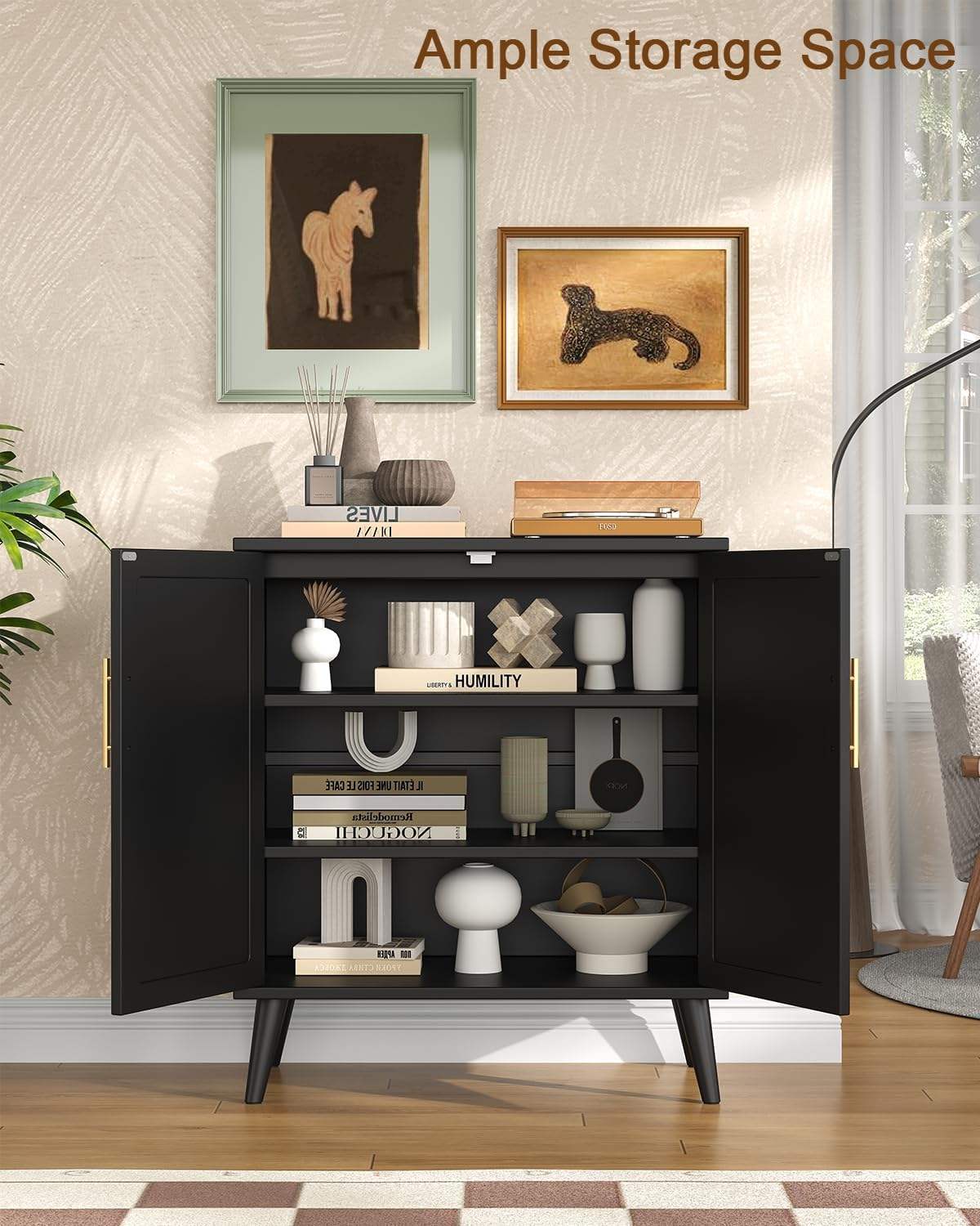 Noir Rattan Buffet Cabinet
