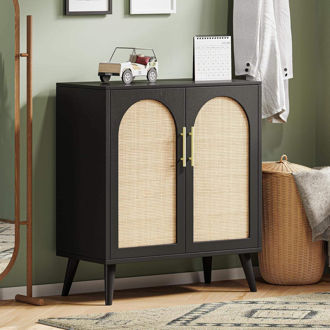 Noir Rattan Buffet Cabinet