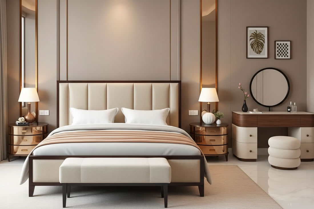 Luxury Bedroom Set – Upholstered Bed & Dressing Table Combo