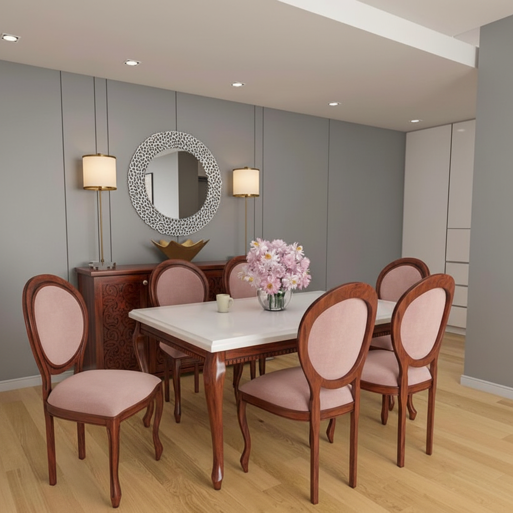 Royal Shisham Dining Set – 6 Seater Classic