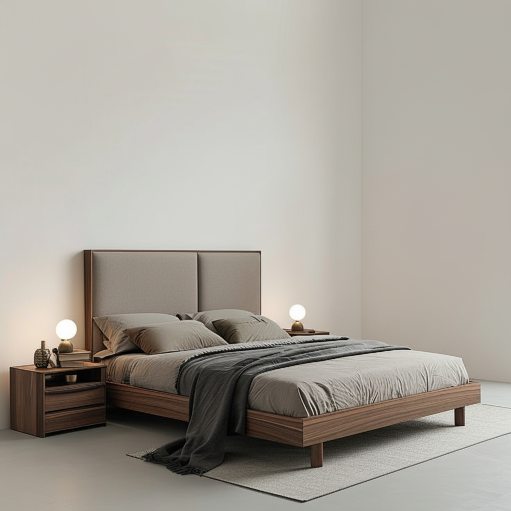 Bed with two side table