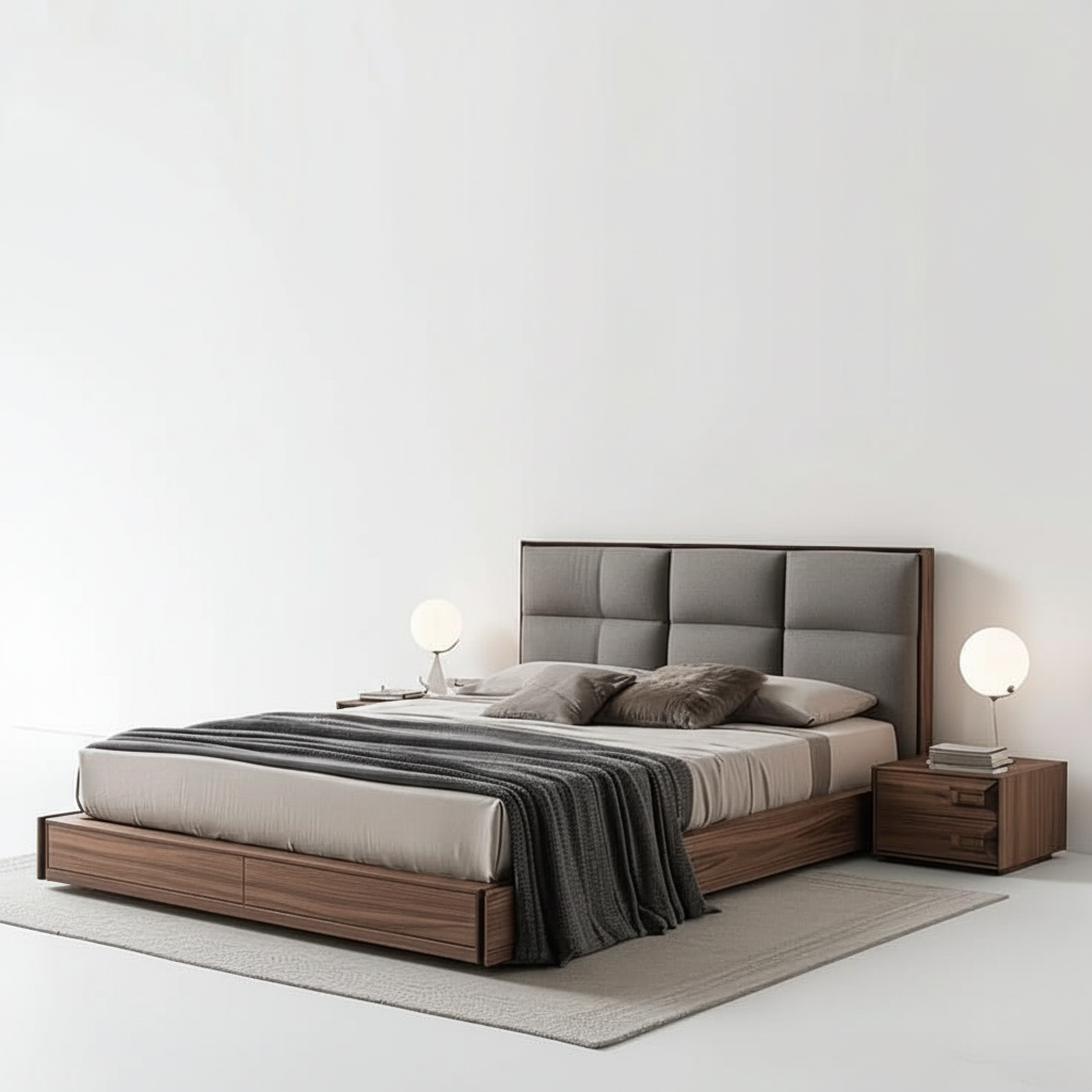 Bed with two side table