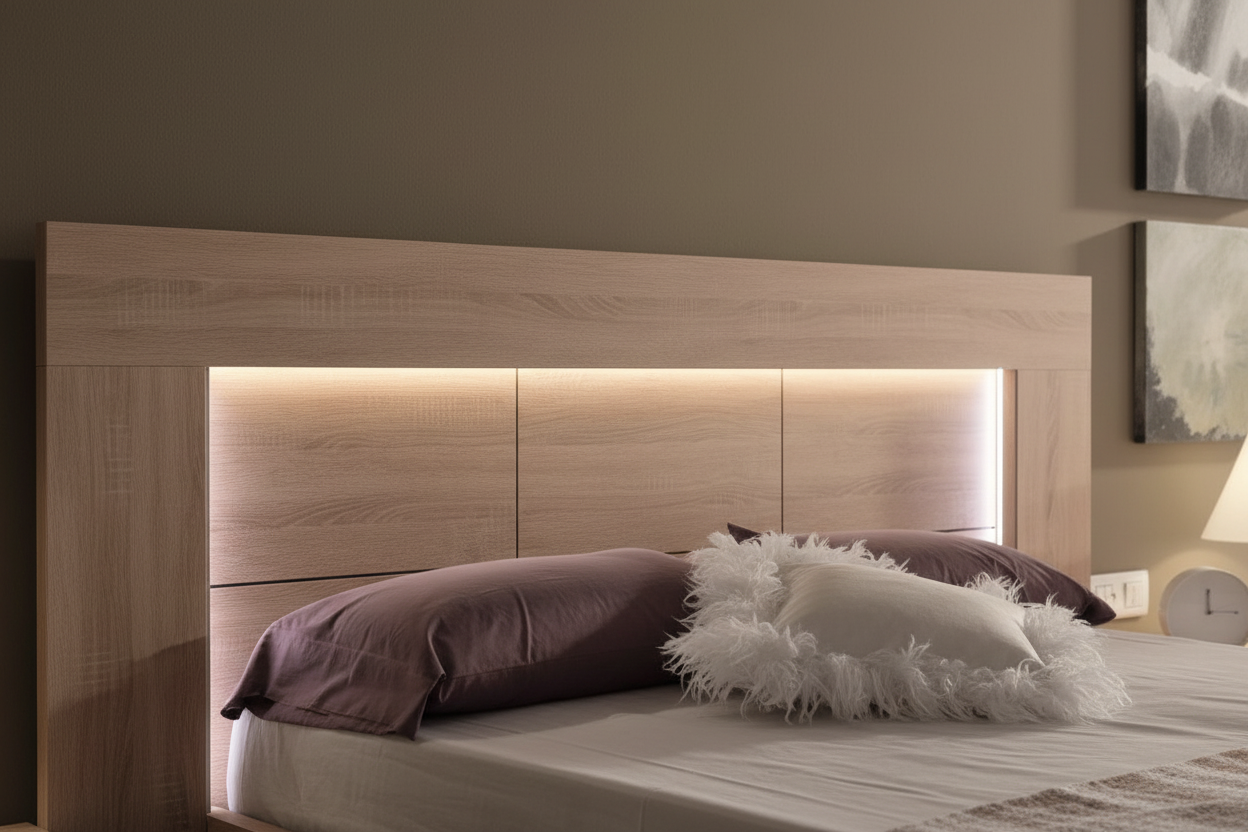Nova Crest Bed Set — LED Profile with Two Side Tables & Dressing Table