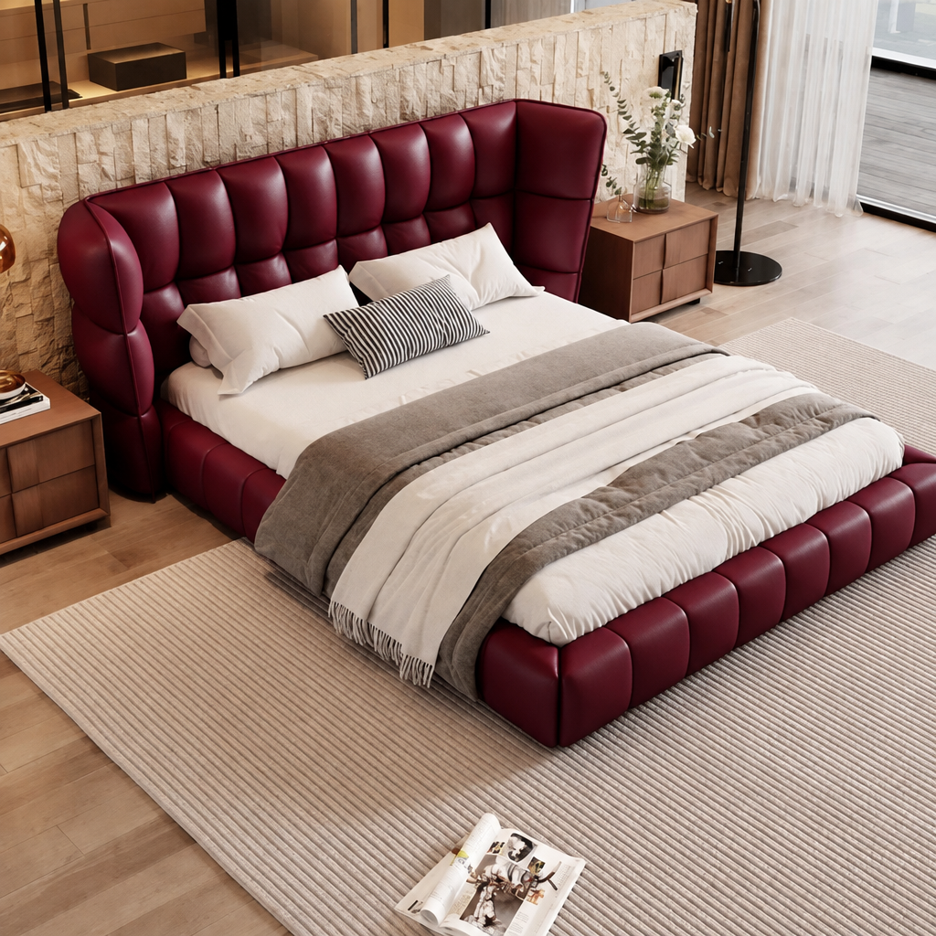 Luxury Tufted Leather Bed