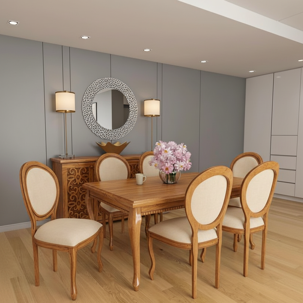 Royal Shisham Dining Set – 6 Seater Classic