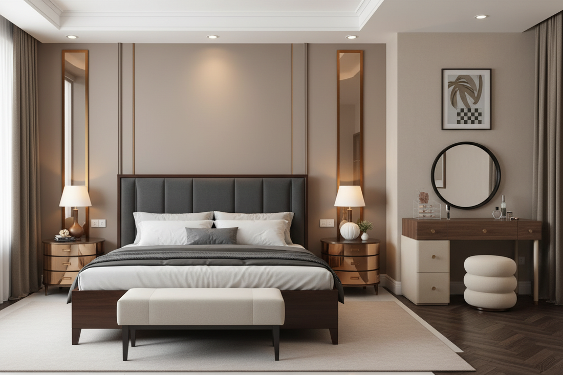 Luxury Bedroom Set – Upholstered Bed & Dressing Table Combo