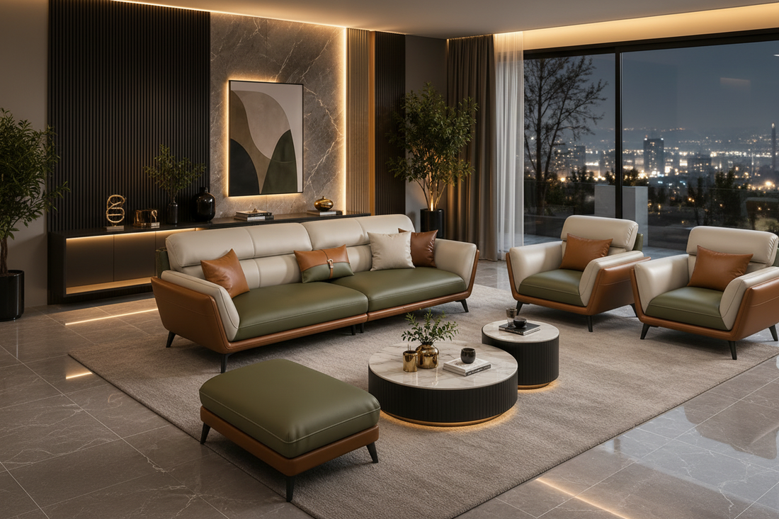 Modek Luxe 5 Seater Leather Sofa Set (3+1+1)