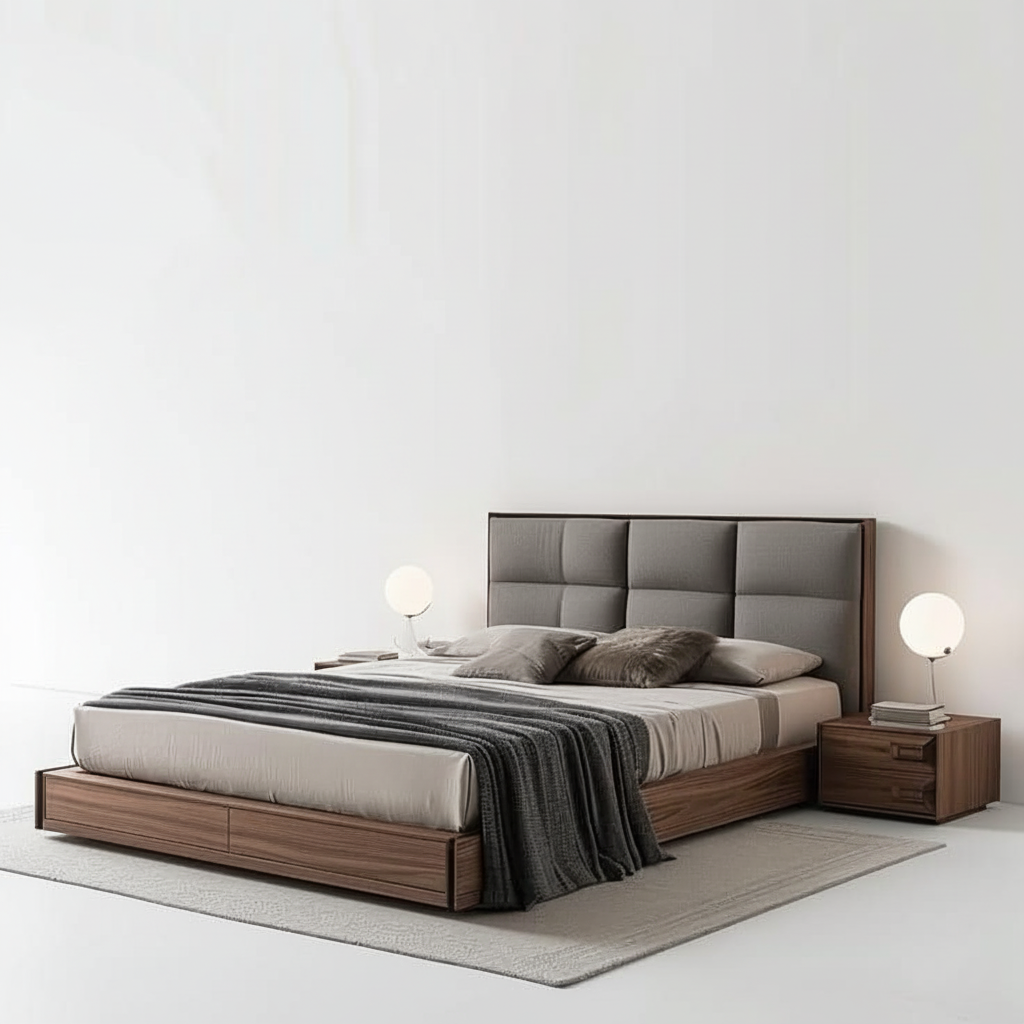 Bed with two side table