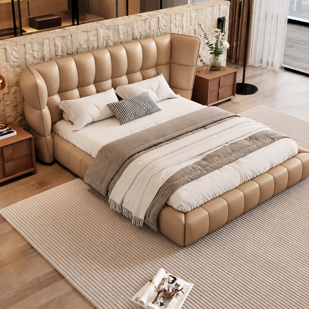 Luxury Tufted Leather Bed