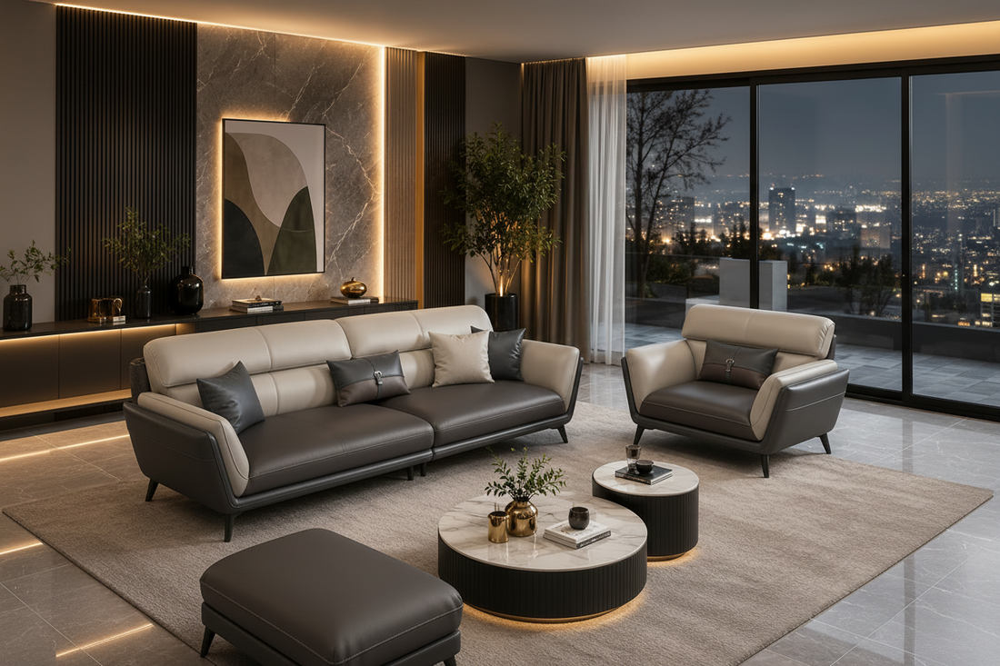 Modek Luxe 5 Seater Leather Sofa Set (3+1+1)