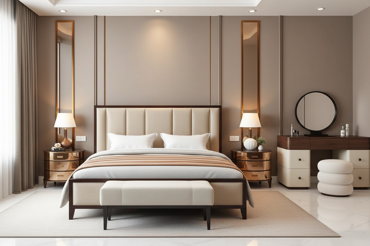 Luxury Bedroom Set – Upholstered Bed & Dressing Table Combo