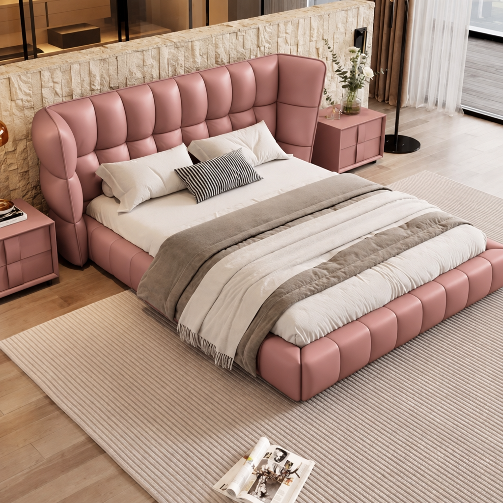 Luxury Tufted Leather Bed