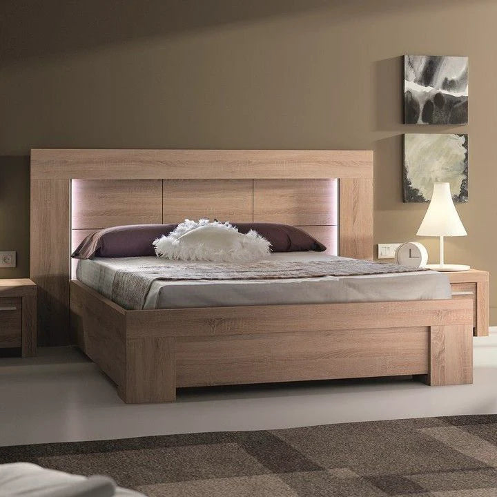Nova Crest Bed Set — LED Profile with Two Side Tables & Dressing Table