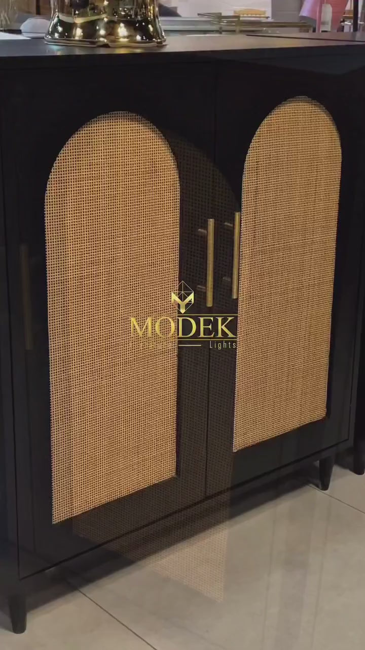 Noir Rattan Buffet Cabinet
